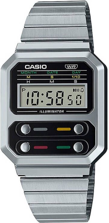 Casio Digitale herenchronograaf A100WE 1AEF Zilverkleur