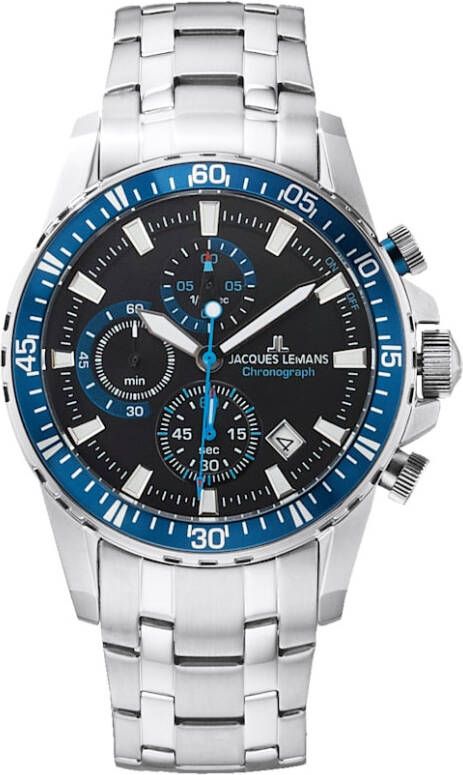 Jacques Lemans Herenchronograaf Serie Liverpool, collectie Sport, 1 2088E Zilverkleur