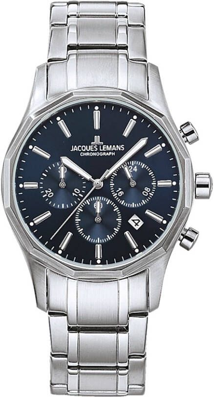 Jacques Lemans Herenchronograaf Serie Stockholm, Collection Classic Zilverkleur