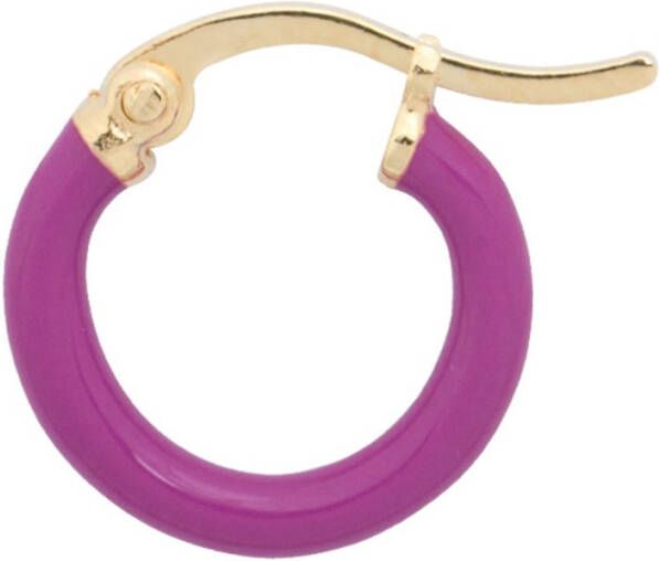 Anna + Nina Hibiscus Pink enkele oorring verguld