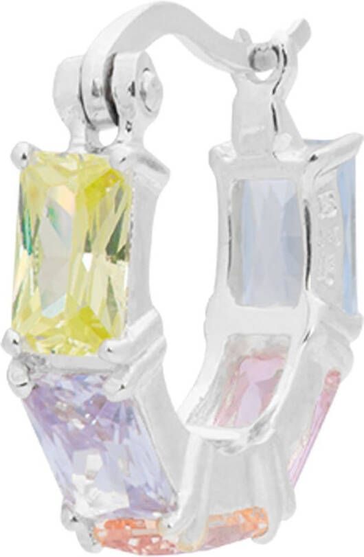 Anna + Nina Single Violette Ring enkele oorring van zilver