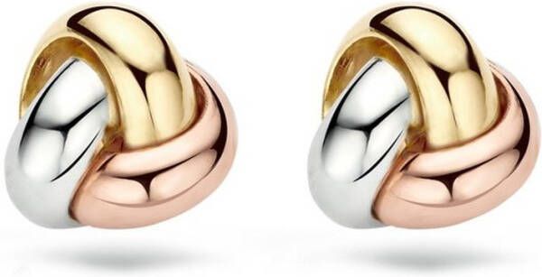 Blush Oorknopjes van 14 karaat wit -, ros&#xE9, en geelgoud 7157WYR