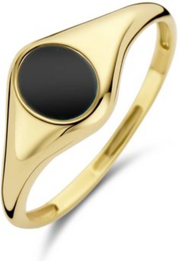 Blush Ring van 14 karaat geelgoud met onyx 1219YON