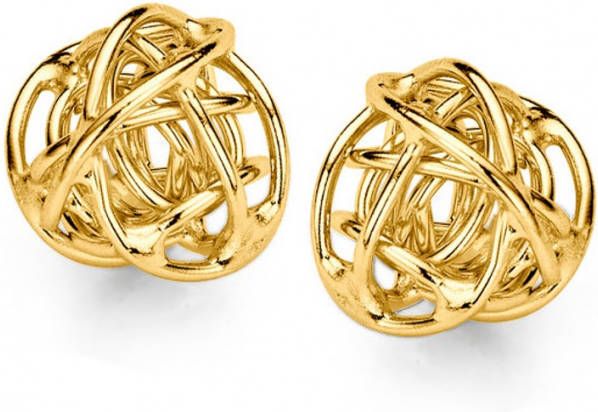 Casa Jewelry Molekuul oorknopjes van zilver met 14k goud verguld
