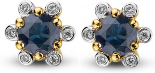 Diamond Point Geelgouden oorsieraden 0.60 ct blauwe saffier Empress