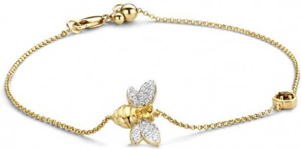 Diamond Point Geelgouden armband 0 10 ct rookkwarts Queen Bee
