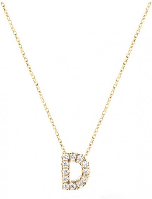 Diamond Point Geelgouden collier 0 02 ct diamant Alphabet