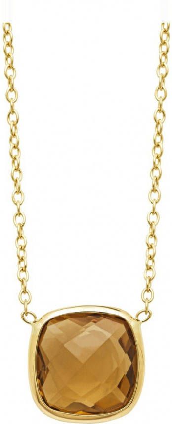 Diamond Point Geelgouden collier, 3 50 ct cognac kwarts, Earth