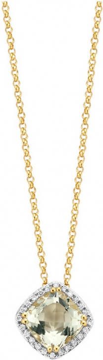 Diamond Point Geelgouden hanger 1.61 ct groene amethist Fië, sta