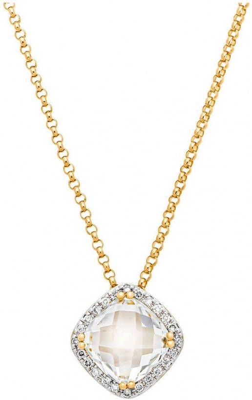 Diamond Point Geelgouden hanger, 1.92 ct witte topaas, Fië, sta