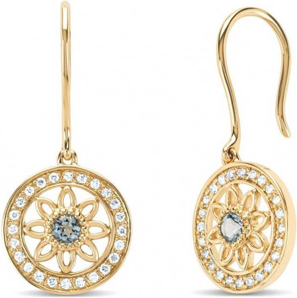 Diamond Point Geelgouden oorsieraden, 0 12 ct aquamarijn, Birthstones