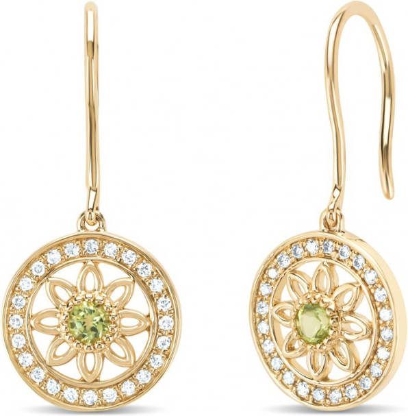 Diamond Point Geelgouden oorsieraden, 0 15 ct peridoot, Birthstones