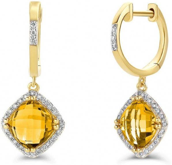 Diamond Point Geelgouden oorsieraden 3.06 ct citrien Fië, sta
