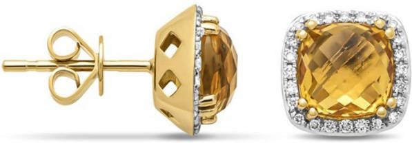 Diamond Point Geelgouden oorsieraden, 3.32 ct citrien, Fië, sta