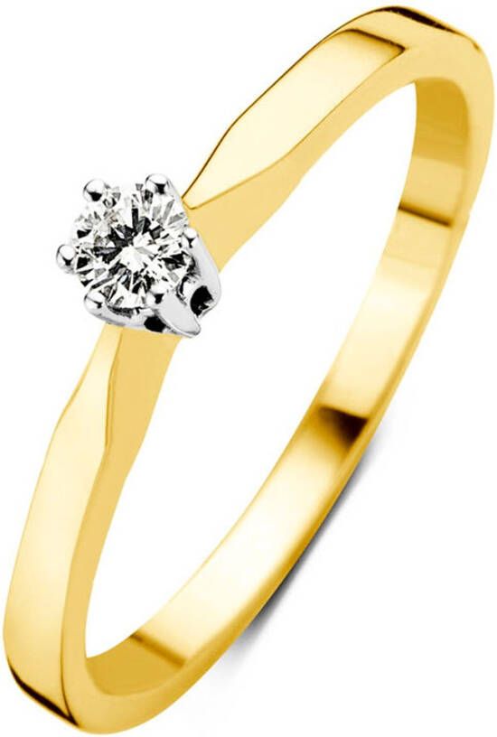 Diamond Point Geelgouden solitair groeibriljant ring, 0 05 ct 0 05 ct diamant Groeibriljant