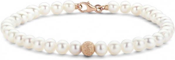 Diamond Point Rosé, gouden armband witte zoetwaterparel Riviè, ra