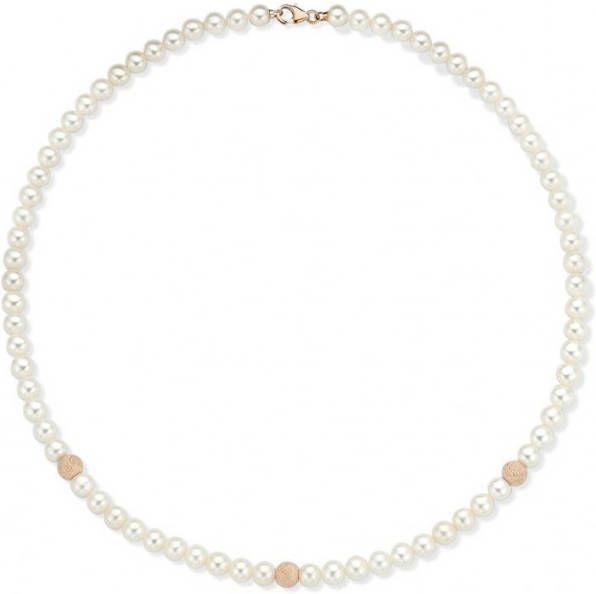 Diamond Point Rosé, gouden collier witte zoetwaterparel Riviè, ra