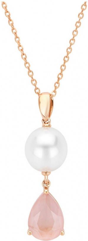 Diamond Point Rosé, gouden hanger, 1.11 ct roze kwarts, Riviè, ra