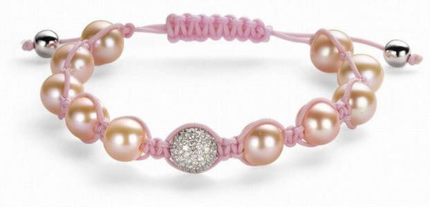 Diamond Point Witgouden armband, 0.80 ct diamant, Macramé