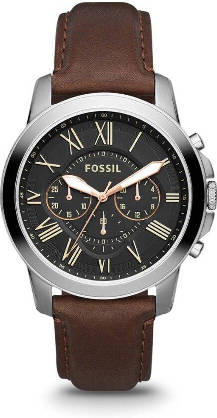 Fossil horloge Grant FS4813IE zilverkleur/bruin