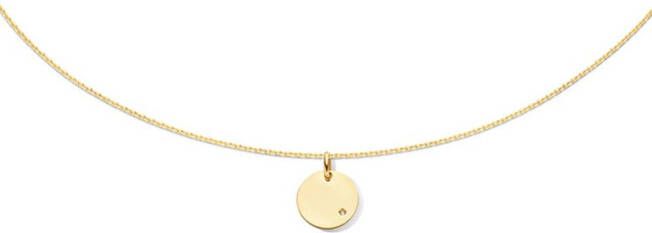 Jackie Diamond Coin ketting van 14 karaat geelgoud met diamant