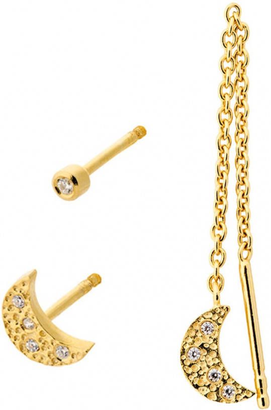 Pernille Corydon Moonlight Box oorbellen verguld set van 3