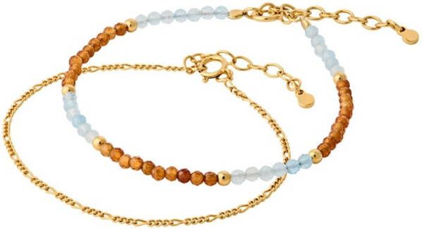 Pernille Corydon Ocean Flow armband verguld in set van 2