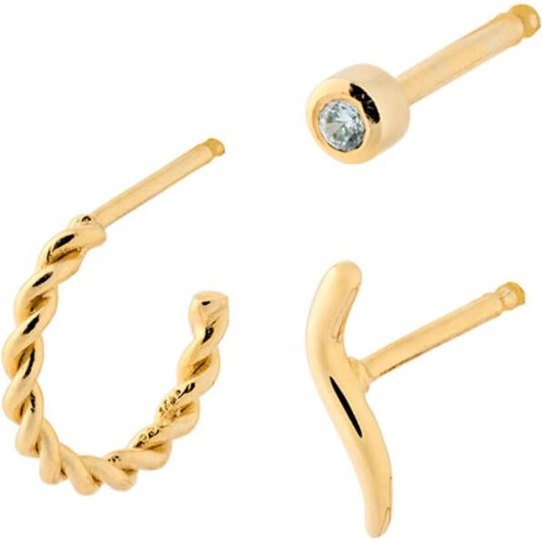 Pernille Corydon Ocean Flow oorbellen verguld in set van 3