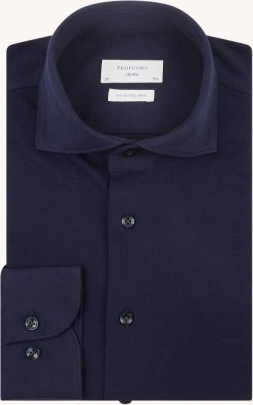 Profuomo The knitted shirt slim fit overhemd van piqu&#xE9, katoen