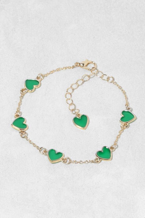 boohoo Groene Hartjes Armband, Green