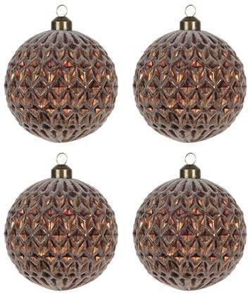 Clayre & Eef Kerstballen Set van 4 Ø 10 cm Rood Glas Rond