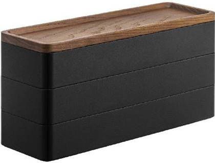 Yamazaki 3 Tiered slim accessory case with lid Rin Black