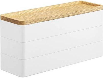 Yamazaki 3 Tiered slim accessory case with lid Rin White