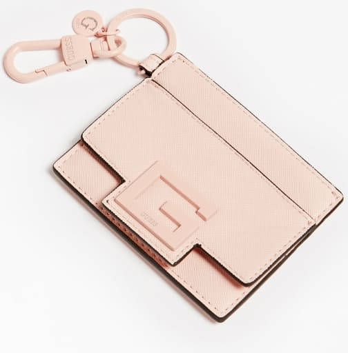 Guess Pasjes portemonnees Card Case Keyring Lichtroze