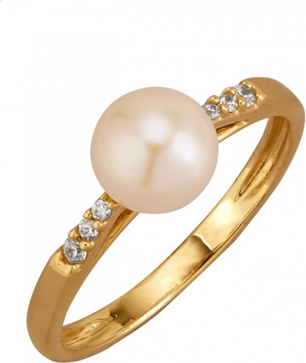 AMY VERMONT Damesring met cultivé zoetwaterparel Goudkleur