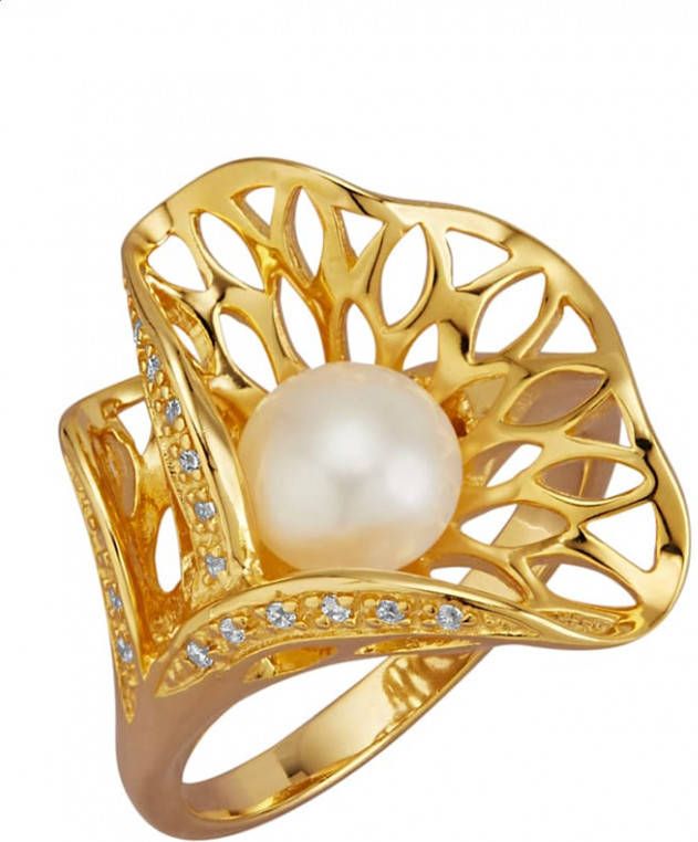 AMY VERMONT Damesring met cultivé zoetwaterparel Goudkleur