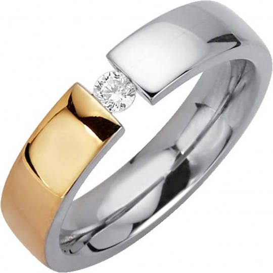 AMY VERMONT Damesring met synth. zirkonia Bicolor