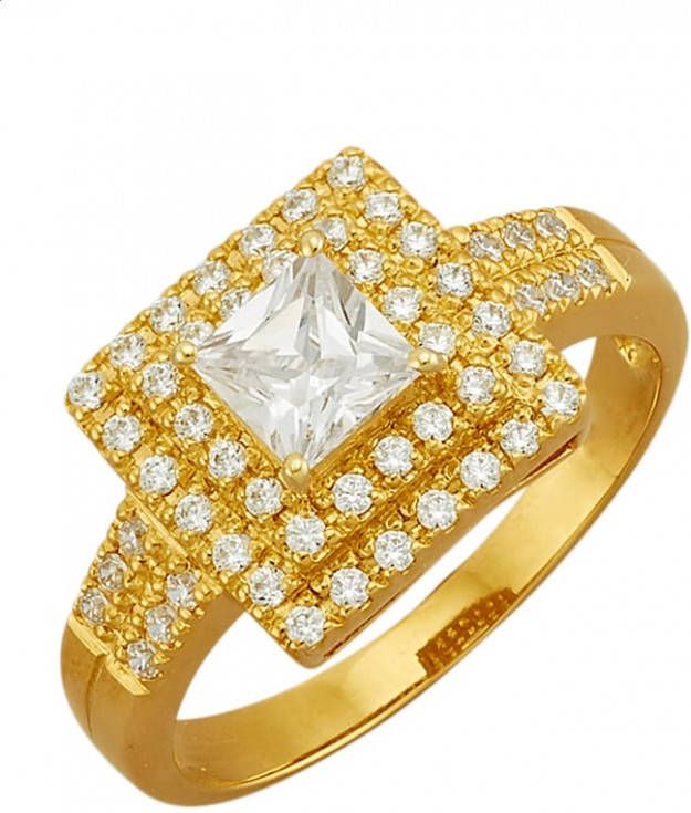 AMY VERMONT Damesring met synth. zirkonia's Geelgoudkleur