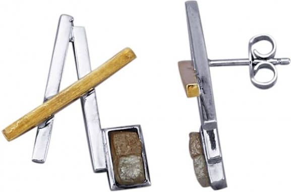 AMY VERMONT Oorbellen met ruwe diamanten Zilverkleur