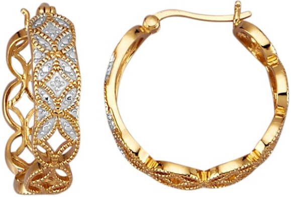 KLiNGEL Creolen met diamanten Geelgoudkleur