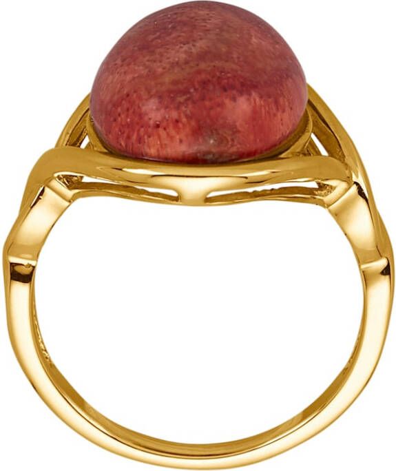 KLiNGEL Damesring met koraal, van echt zilver Goudkleur