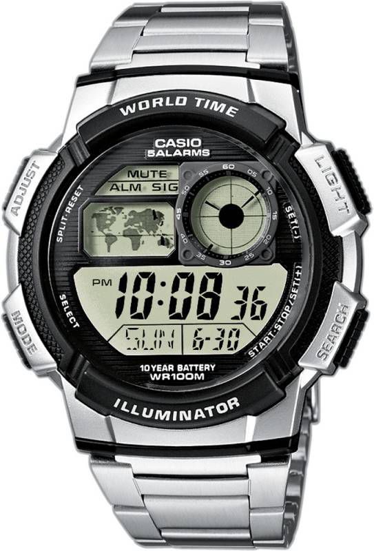 Casio Watch World Time Illuminator 5 Alarms Mod. Ae-1000Wd-1Avef
