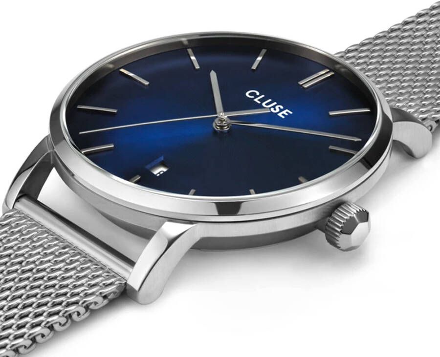 cluse Horloges Giftbox Aravis Mesh Silver Colored Bruin