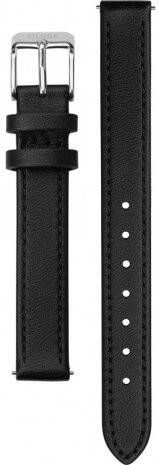 cluse Horlogebandjes Strap 12 mm Leather Silver Colored Zwart