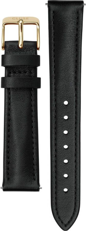 cluse Horlogebandjes Strap 16 mm Leather Gold colored Zwart