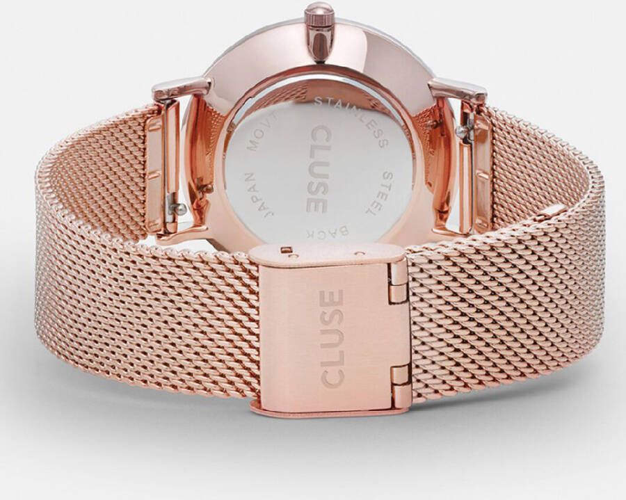 cluse Horloges Minuit Mesh Rose Gold Plated White Rosé, goudkleurig