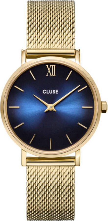 cluse Horloges Minuit Mesh Gold Blauw