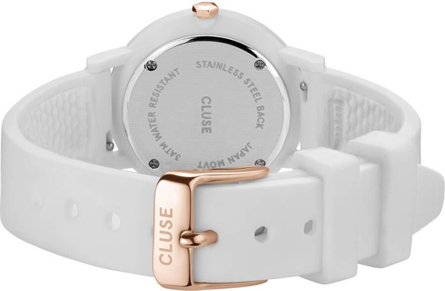 cluse Horloges Minuit Nylon White Rose Gold Colour Wit