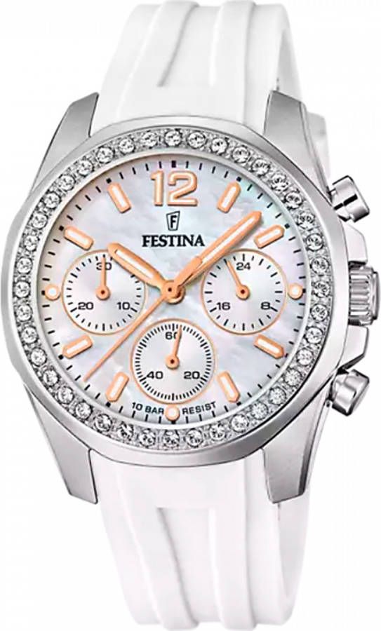 Festina Orologio Cronografo Rainbow Gomma , Wit, Dames