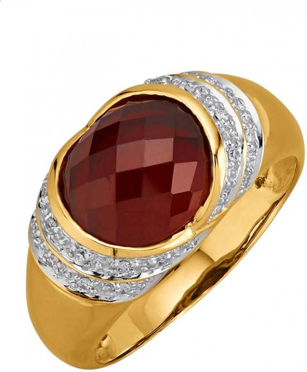Diemer Farbstein Damesring met granaat en diamanten Rood